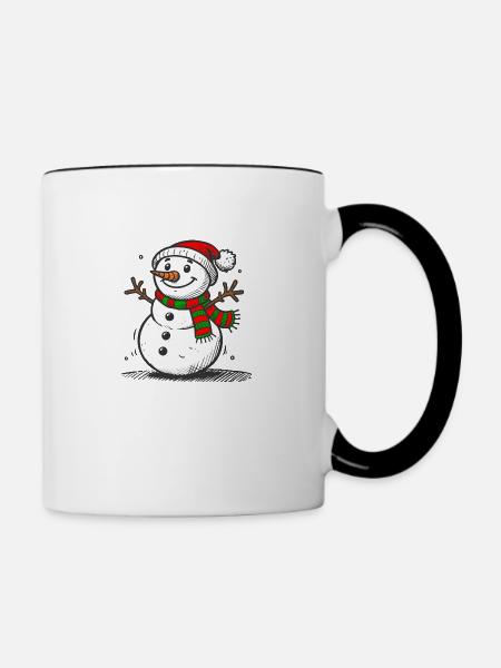 Schneemann - Tasse zweifarbig - Weiß/Schwarz