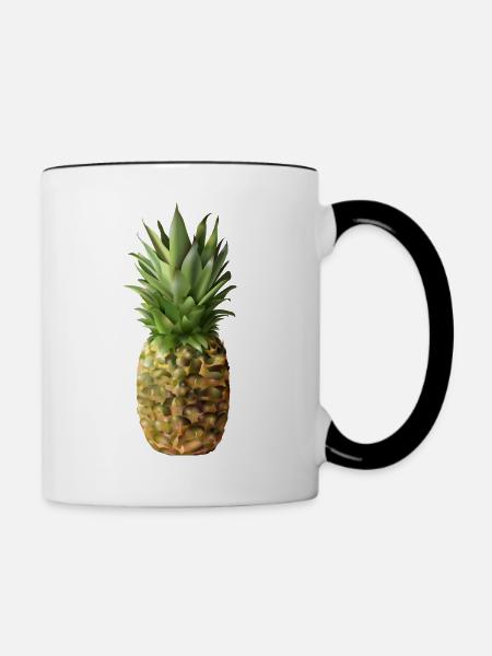 Ananas - Tasse zweifarbig - Weiß/Schwarz