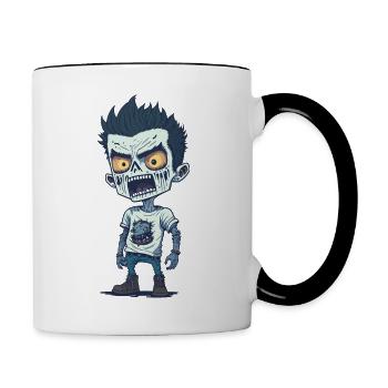 Zombie Apokalypse - Untoter - Tasse zweifarbig - Weiß/Schwarz - Rechts