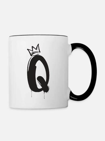 Q - Tasse zweifarbig - Weiß/Schwarz