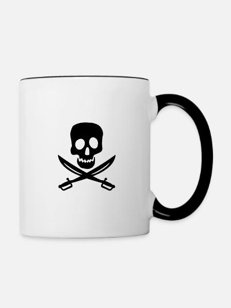 Piratenflagge - Tasse zweifarbig - Weiß/Schwarz