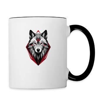 Geometrischer Wolf - Tasse zweifarbig - Weiß/Schwarz - Rechts