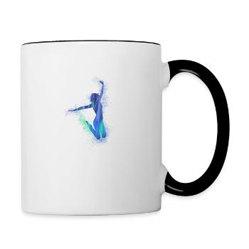 sauter, bronzage, danseur, graffiti, bleu, vert, joie - Mug contrasté - blanc/noir - Droite