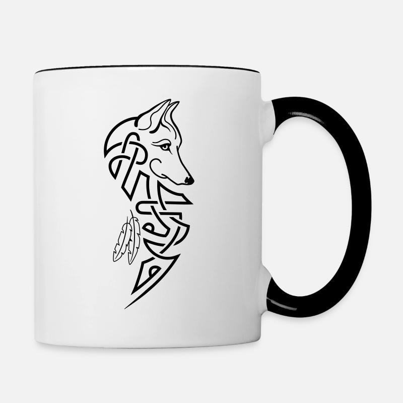 Loup entrelacs - Mug contrasté - blanc/noir