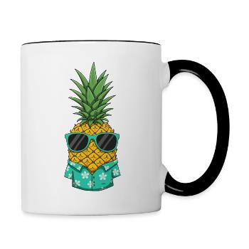 Ananas frais - Mug contrasté - blanc/noir - Droite