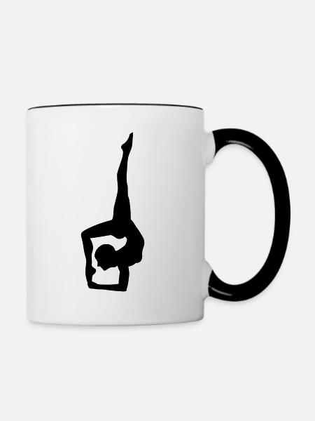 Dynamische Yoga-Silhouette - Tasse zweifarbig - Weiß/Schwarz