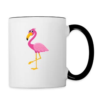 Great Flamingo Holiday Hawaii Animal Motif Cartoon - Contrasting Mug - white/black - Right