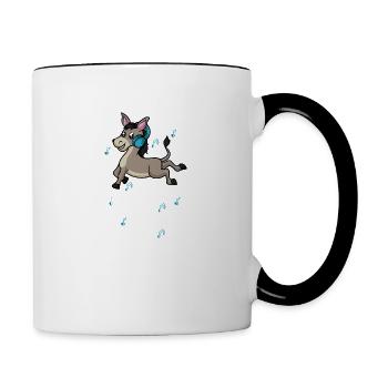 Donkeys and Music Notes Clef Musician Piano - Contrasting Mug - white/black - Right