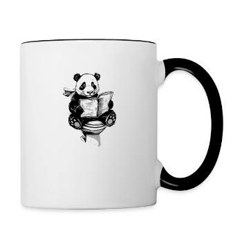 Panda sur les toilettes II - Mug contrasté - blanc/noir - Droite