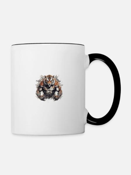 Tiger Muskeln - Tasse zweifarbig - Weiß/Schwarz