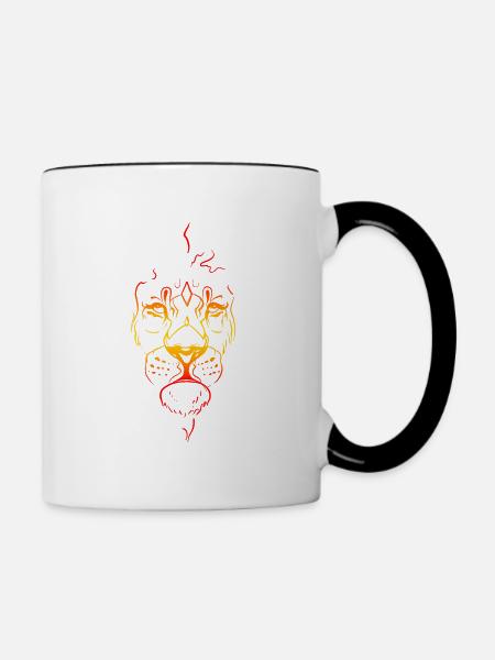 Sketch Löwe Flammen - Tasse zweifarbig - Weiß/Schwarz