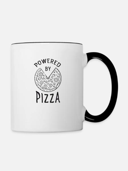 Powered By Pizza - Tasse zweifarbig - Weiß/Schwarz
