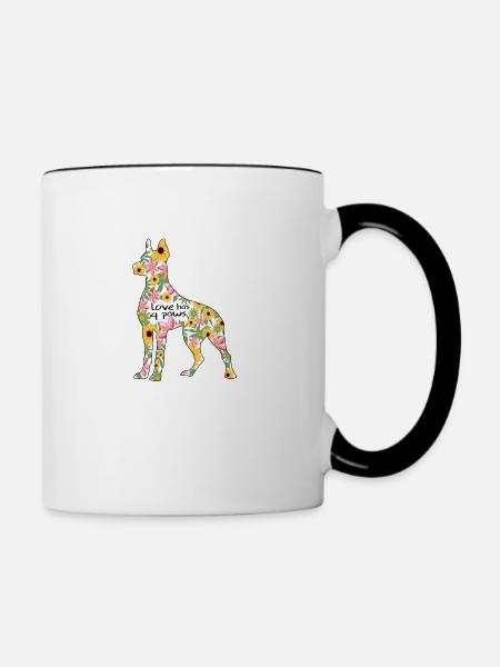 Dobermann Wachhund - Tasse zweifarbig - Weiß/Schwarz