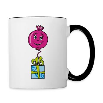 Fröhlicher Cartoon-Granatapfel - Tasse zweifarbig - Weiß/Schwarz - Rechts