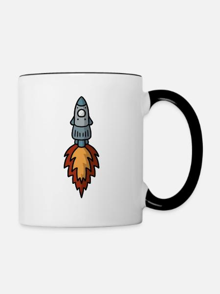 Rocket Rakete Fusée - Weltall space - Tasse zweifarbig - Weiß/Schwarz