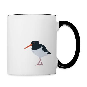 Oystercatcher illustrated - Contrasting Mug - white/black - Right