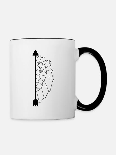Geometrischer Löwe - Tasse zweifarbig - Weiß/Schwarz