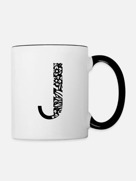 Buchstabe J - Tasse zweifarbig - Weiß/Schwarz