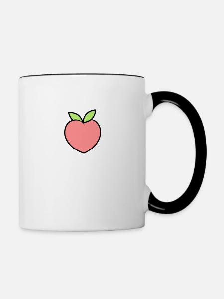 Pfirsich - Tasse zweifarbig - Weiß/Schwarz