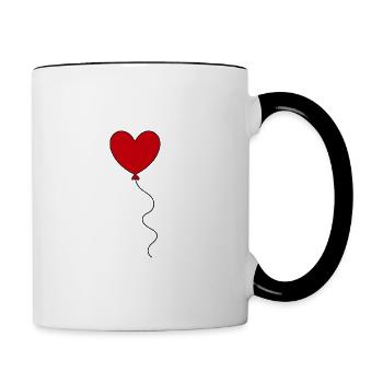 rotes Herz rote Herzen rot Ballon Luftballon - Tasse zweifarbig - Weiß/Schwarz - Rechts