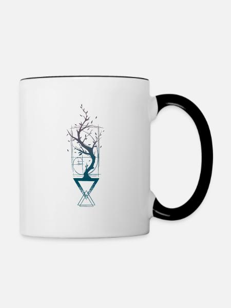 Geometrischer Baum - Tasse zweifarbig - Weiß/Schwarz