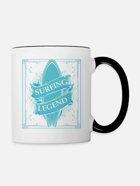 Cool Surfbrett - Tasse zweifarbig - Weiß/Schwarz