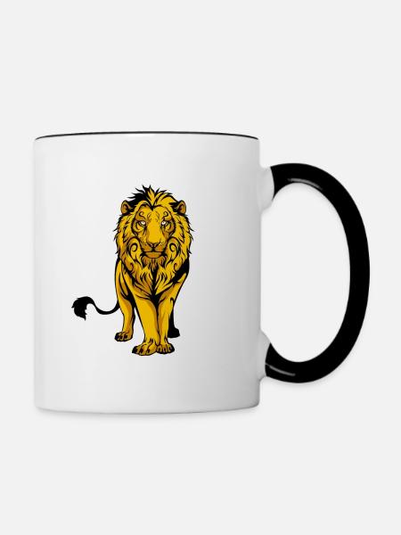 Moderner Löwe - Tasse zweifarbig - Weiß/Schwarz