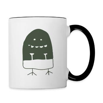 Monstre avec des salopettes - Mug contrasté - blanc/noir - Droite