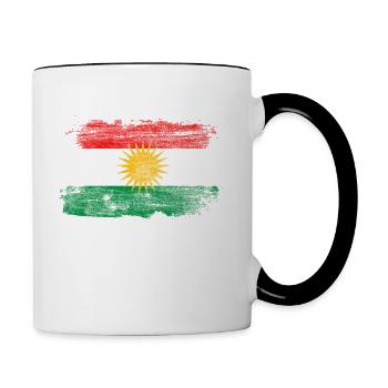Kurdistan Freiheit Erbil Geschenk Flagge Fahne - Tasse zweifarbig - Weiß/Schwarz - Rechts