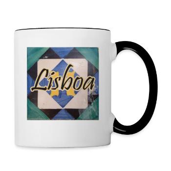 COOL LISBOA LISBON LISBONNE PORTUGAL CARREAUX - Mug contrasté - blanc/noir - Droite