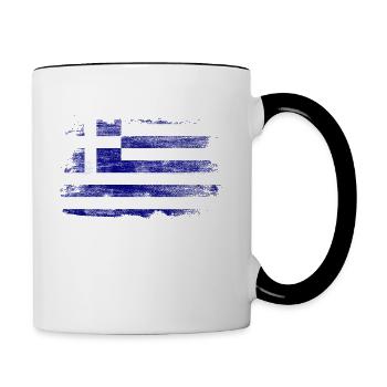 Drapeau grec Grèce cadeau Athènes - Mug contrasté - blanc/noir - Droite