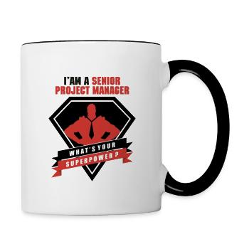 Je suis chef de projet senior - Mug contrasté - blanc/noir - Droite