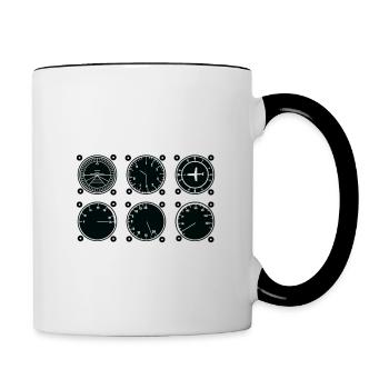 Pilot Flugzeug Segelflieger Instrumente Geschenk - Tasse zweifarbig - Weiß/Schwarz - Rechts