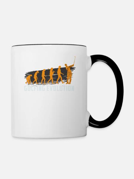 GOLFING EVOLUTION Golfer Golf Motiv - Tasse zweifarbig - Weiß/Schwarz