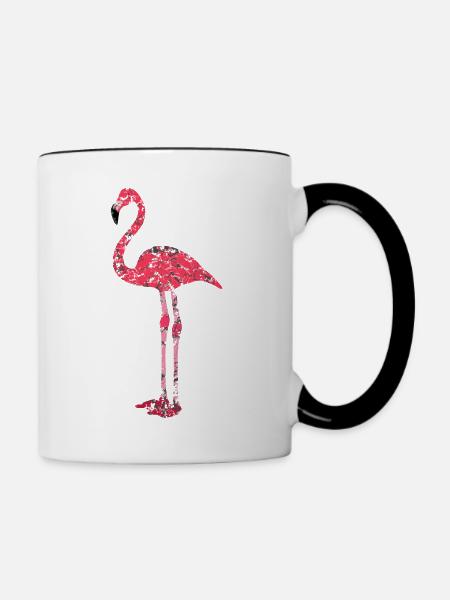 Pinker Flamingo - Tasse zweifarbig - Weiß/Schwarz