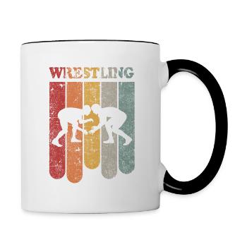 Wrestling catch catch catch lutte - Mug contrasté - blanc/noir - Droite