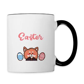 Red Panda - Easter - Happy Easter - Easter egg - Contrasting Mug - white/black - Right