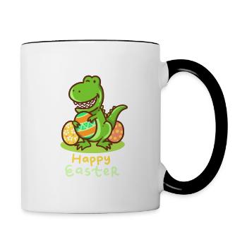 T-Rex - Easter - Happy Easter - Gift - Easter Egg - Contrasting Mug - white/black - Right