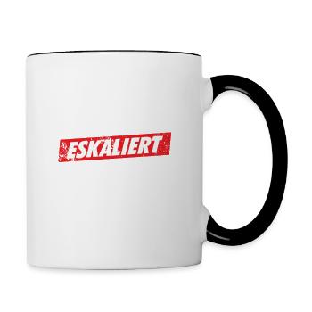 Es eskaliert eh Party Musik Open Air Geschenk - Tasse zweifarbig - Weiß/Schwarz - Rechts