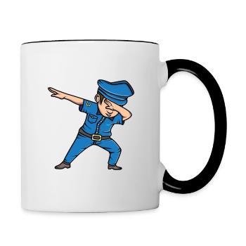 Dabbing Policeman Police Dab Funny Gift - Contrasting Mug - white/black - Right