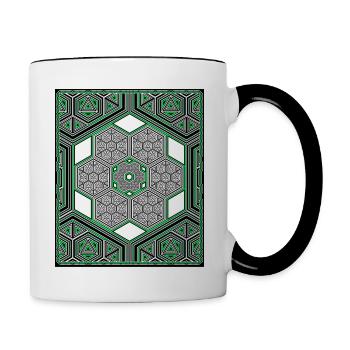 Sacred Geometry Shirt Goa Psy Pattern DMT LSD Aum - Contrasting Mug - white/black - Right