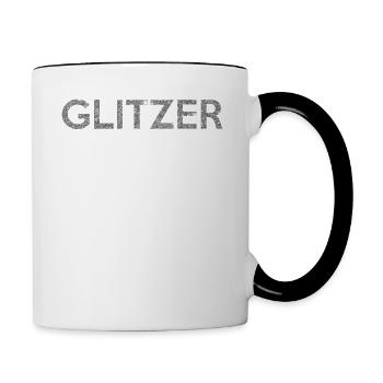 Glitzer ist das neue Schwarz - Tasse zweifarbig - Weiß/Schwarz - Rechts