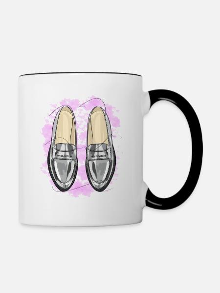 Stylische Schuhe - Tasse zweifarbig - Weiß/Schwarz