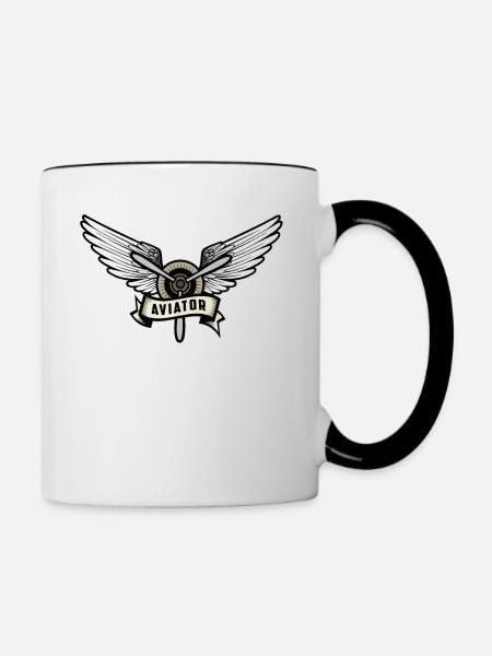 Pilot - Aviator - Tasse zweifarbig - Weiß/Schwarz