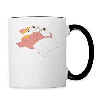 Corgi - T-shirt Corgi - chiot - pattes - rengaine - Mug contrasté - blanc/noir - Droite