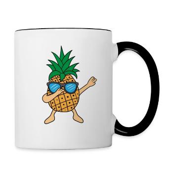 Dabbing Ananas Dab Sonnenbrille Hawaii Geschenk - Tasse zweifarbig - Weiß/Schwarz - Rechts