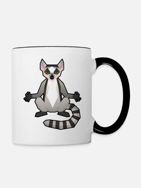 Lemur Meditation - Tasse zweifarbig - Weiß/Schwarz