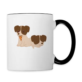 Jack Russel - Essen - Schlafen - Leben - Tasse zweifarbig - Weiß/Schwarz - Rechts