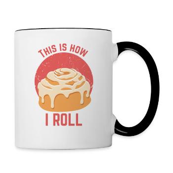 Zimt Cinammon Roll Design I Lustige Kekse - Tasse zweifarbig - Weiß/Schwarz - Rechts