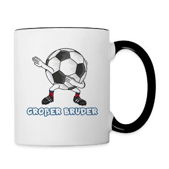 Big brother Dabbing football - Contrasting Mug - white/black - Right